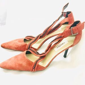 Calvin Klein Orange Strappy Chain 4 inch Heels
